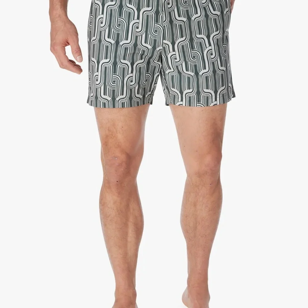 Fair Harbor Green and White Geometric Men’s Swim Shorts